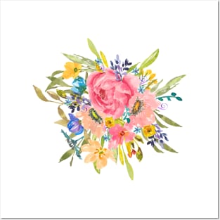 Watercolor Rose Floral Spray Posters and Art